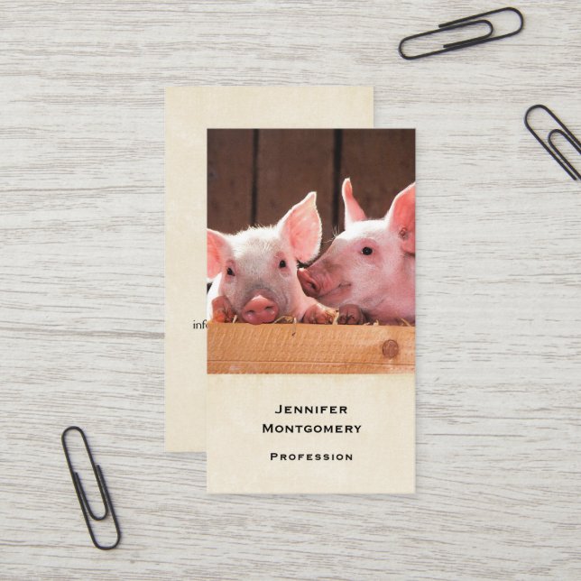 Niedliche rosa Ferkel Tierfotos Visitenkarte (Vorderseite/Rückseite Beispiel)