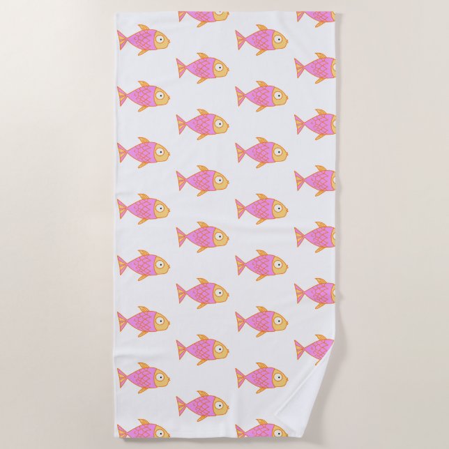 Niedliche rosa Fische Strandtuch (Vorderseite)