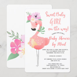 Niedliche Rosa-Flamingo-Babydusche per Post Einladung