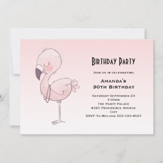 Niedliche Rosa Flamingo Illustration Geburtstag Einladung