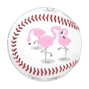 Niedliche Rosa-Flamingo-Trio-Cartoon-Abbildung Baseball