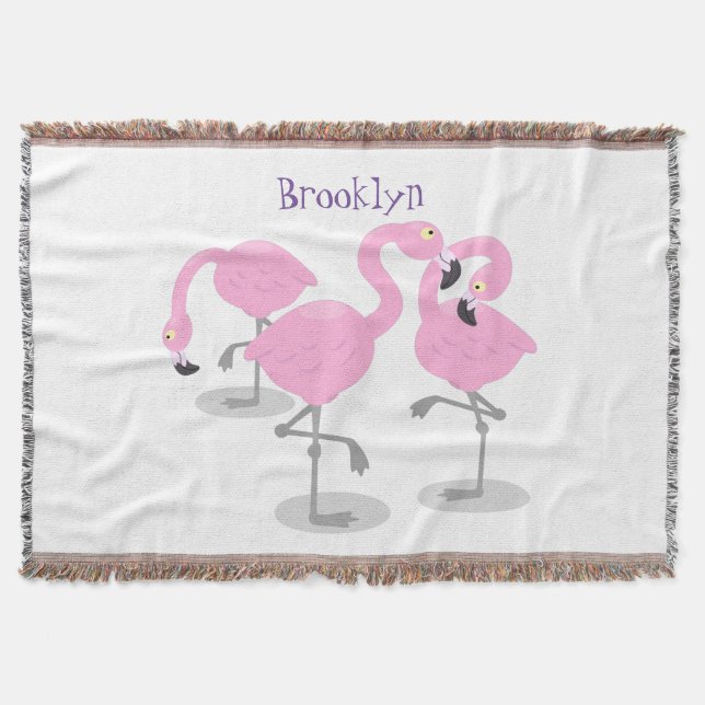 Niedliche Rosa-Flamingo-Trio-Cartoon-Abbildung Decke (Vorderseite)