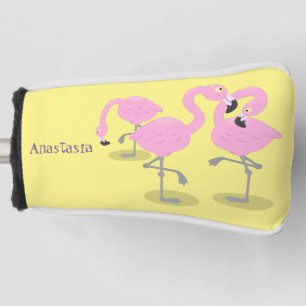 Niedliche Rosa-Flamingo-Trio-Cartoon-Abbildung Golf Headcover