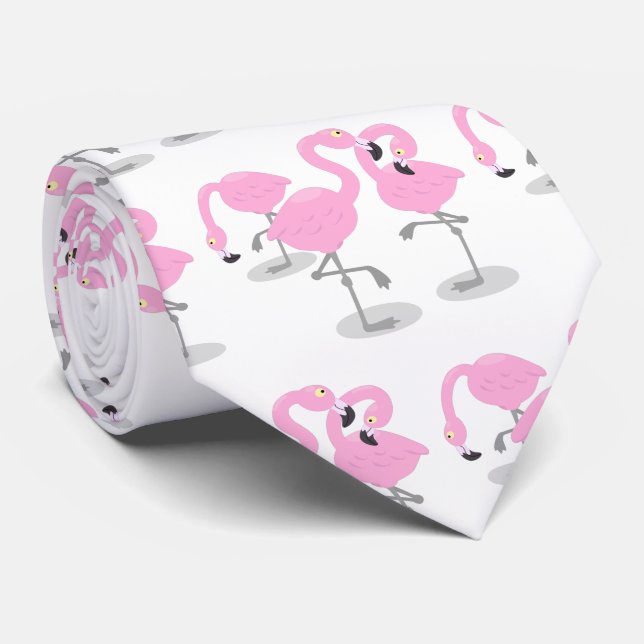 Niedliche Rosa-Flamingo-Trio-Cartoon-Abbildung Krawatte (Gerollt)