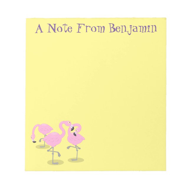 Niedliche Rosa-Flamingo-Trio-Cartoon-Abbildung Notizblock (Vorderseite)