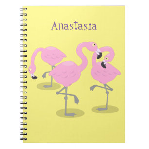 Niedliche Rosa-Flamingo-Trio-Cartoon-Abbildung Notizblock