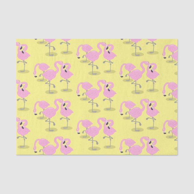 Niedliche Rosa-Flamingo-Trio-Cartoon-Abbildung Seidenpapier (Vorderseite)