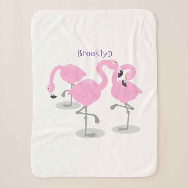 Niedliche Rosa-Flamingo-Trio-Cartoon-Abbildung Sherpadecke (Vorderseite)