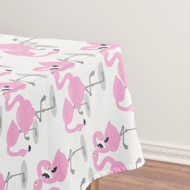Niedliche Rosa-Flamingo-Trio-Cartoon-Abbildung Tischdecke (Beispiel)