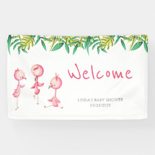 Niedliche Rosa Flamingo Triplets Baby Dusche Empfa Banner