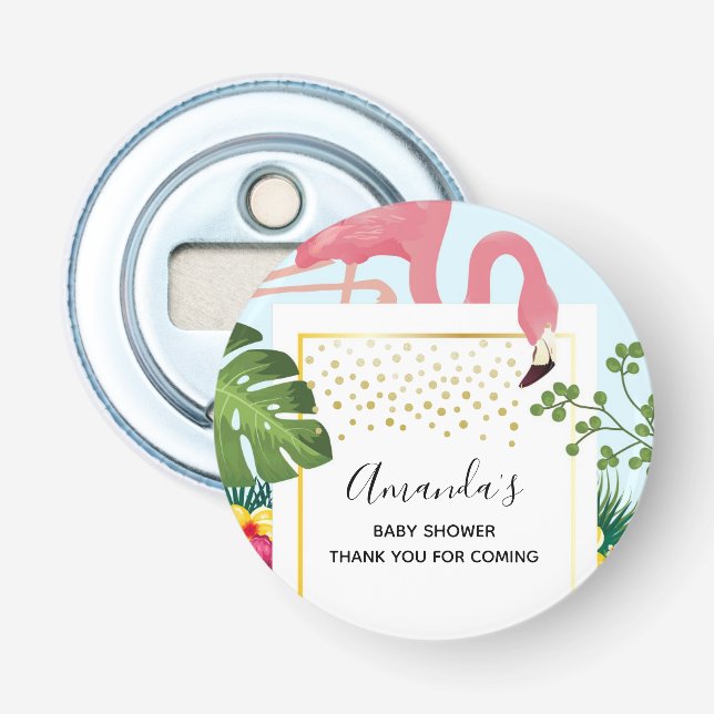 Niedliche Rosa Flamingo Tropical Theme Kinderdusch Flaschenöffner (Vorderseite)