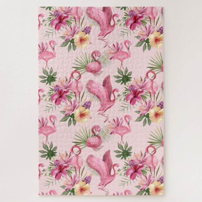 Niedliche rosa Flamingo und Blume (Vertikal)