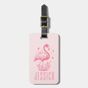 Niedliche rosa Flamingo und Streifen Gepäckanhänger