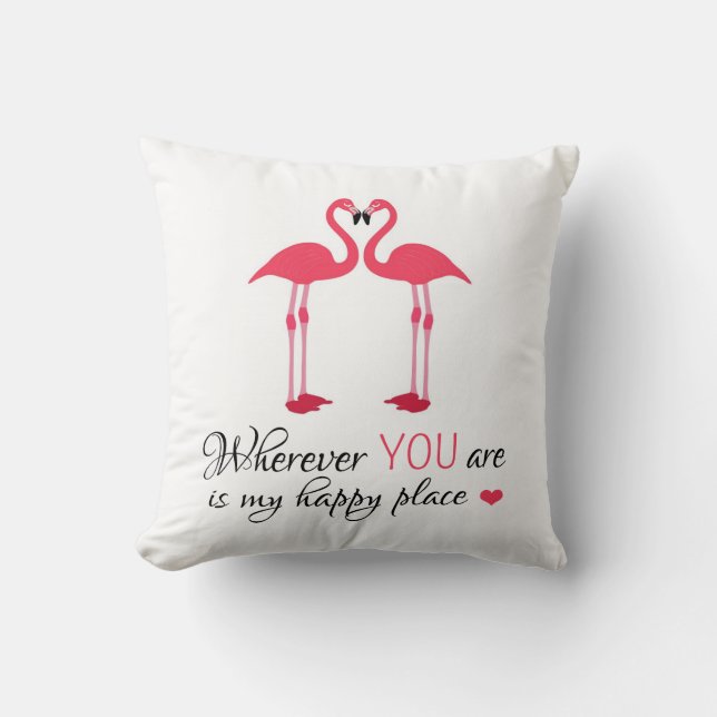 Niedliche rosa Flamingos in der Liebe Kissen (Vorderseite)