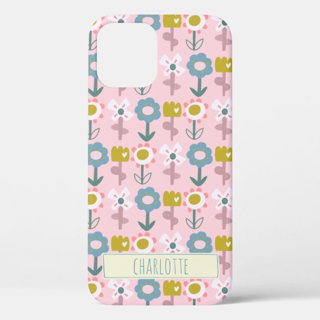 Niedliche Rosa Garten Blume Personalisiert Name Case-Mate iPhone Hülle (Rückseite)