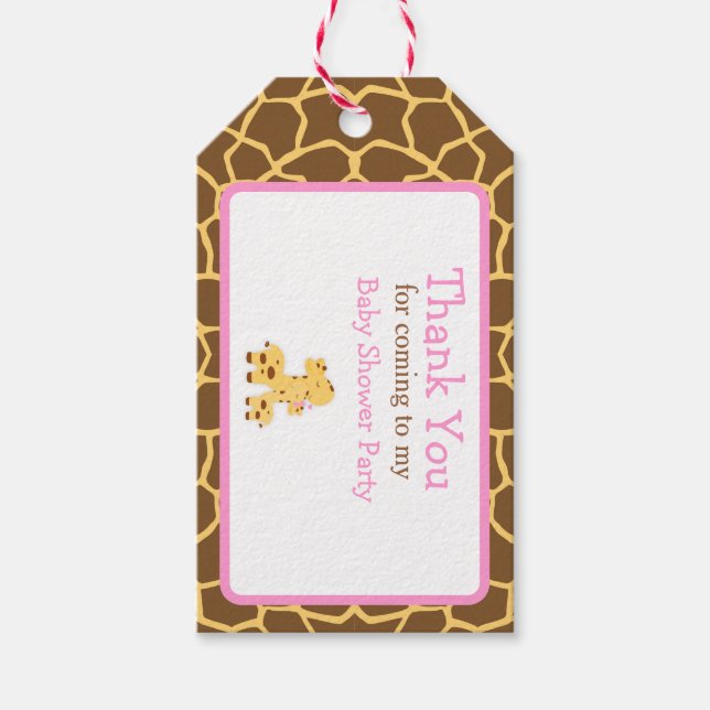 Niedliche Rosa Giraffe Danke, dass Sie das Geschen Geschenkanhänger (Vorderseite)