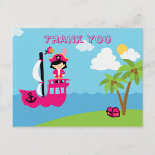 Niedliche rosa Girl's Pirate Brauch danke Ihnen Po Postkarte