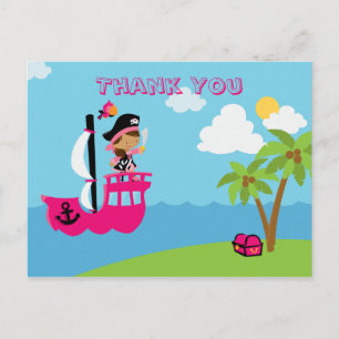 Niedliche rosa Girl's Pirate Brauch danke Ihnen Po Postkarte