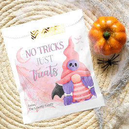 Niedliche Rosa-Gnome-Aquarellkinder tricksen oder Geschenktütchen