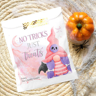 Niedliche Rosa-Gnome-Aquarellkinder tricksen oder  Geschenktütchen