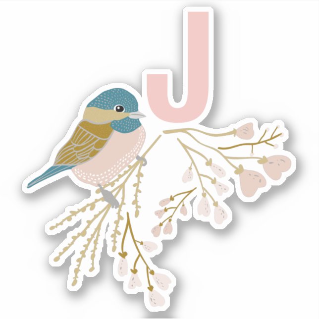 Niedliche Rosa Gold Chickadee Blumendruck und Ursp Aufkleber (Vorderseite)