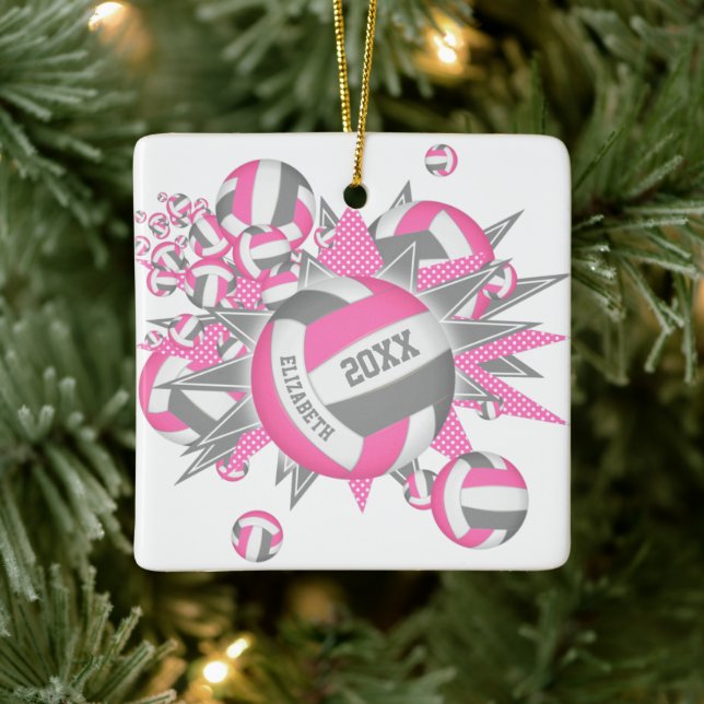 niedliche, rosa, graue Volleyballschuhe Keramikornament (Baum)