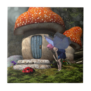 Niedliche Rosa-Haar-Fairy trifft Ladybug Fliese