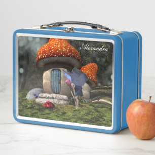 Niedliche Rosa-Haar-Fairy trifft Ladybug Metall Brotdose