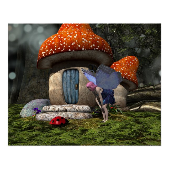 Niedliche Rosa-Haar-Fairy trifft Ladybug Poster (Vorderseite)