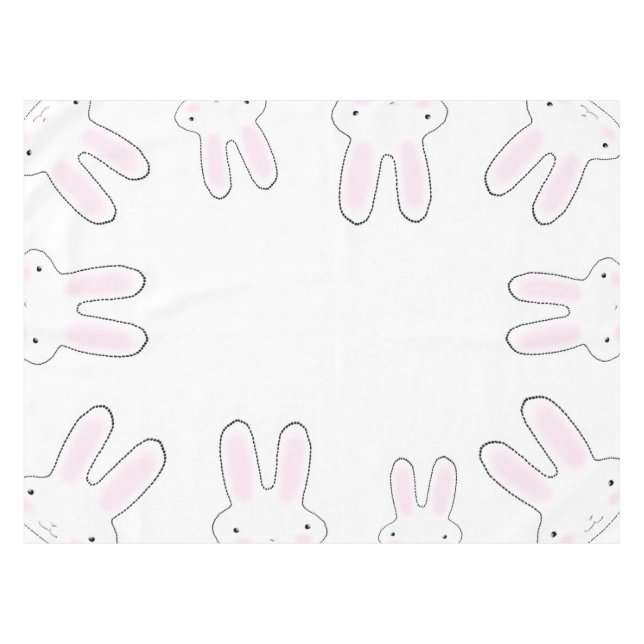 Niedliche Rosa-Hasen-Bollen Moderner Spaß Tischdecke (Vorderseite (Horizontal))