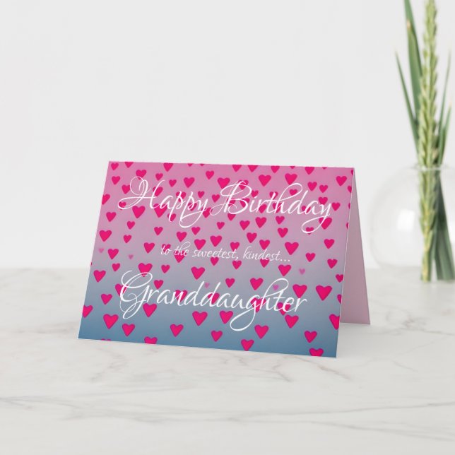 Niedliche Rosa Herz Grandtochter Geburtstagskarte Karte (Vorderseite)