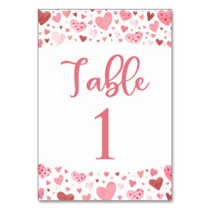 Niedliche Rosa Herz - Valentine Tischnummer Card