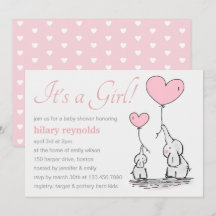Niedliche Rosa Herzblasen Girl Elephant Babydusche