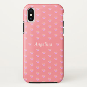 Niedliche rosa Herzen auf Korallenrosa Case-Mate iPhone Hülle