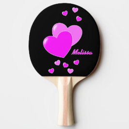 Niedliche rosa Herzen auf Schwarz/Weiß, Individuel Tischtennis Schläger