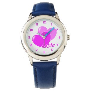 Niedliche rosa Herzen auf Weiß eine Vorlage für Ih Armbanduhr