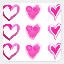 Niedliche rosa Herzen für immer Liebe Romantische  Quadratischer Aufkleber
