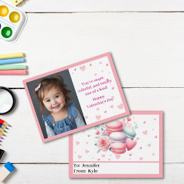 Niedliche rosa Herzen mit Foto Mini Valentinstag Mitteilungskarte