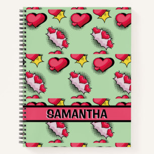 Niedliche rosa Herzen personalisierter Name Spiral Notizbuch