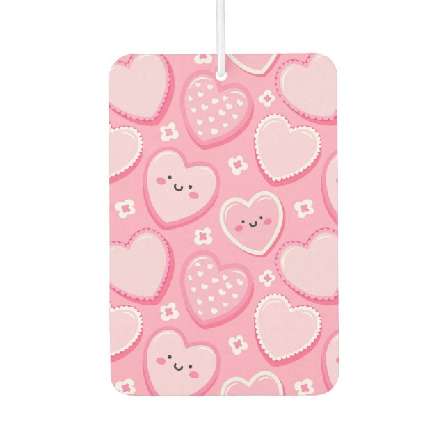 Niedliche rosa Herzen und Blume Air Freshener Autolufterfrischer (Vorderseite)