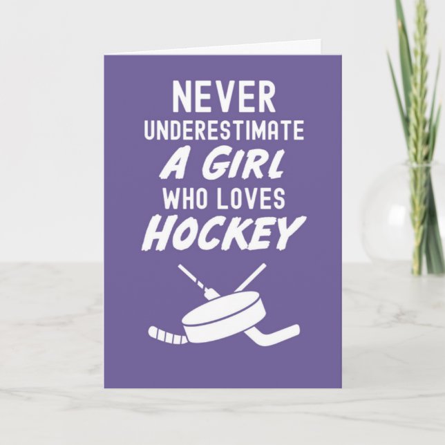 Niedliche rosa Hockeykarten für Mädchen für Kinder Karte (Vorderseite)