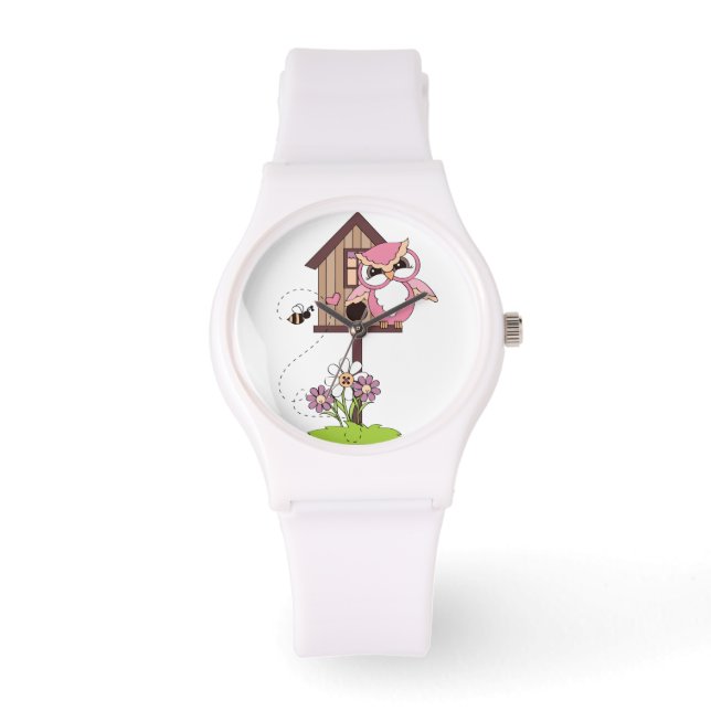 Niedliche Rosa-Hufeisen und Birthaus Armbanduhr (Vorderseite)