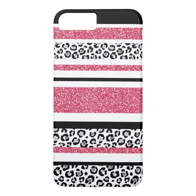 Niedliche rosa Imitate Glitzer Leopardenstreifen Case-Mate iPhone Hülle (Rückseite)