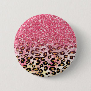 Niedliche rosa Imitate Glitzer Leopardin Button