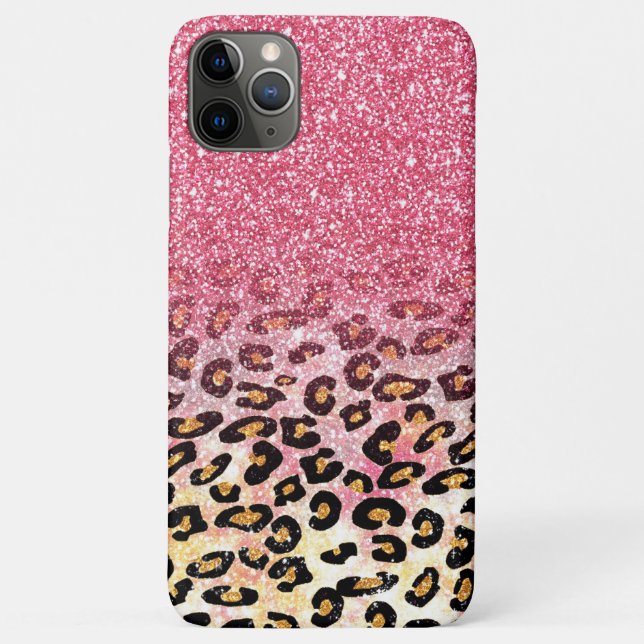 Niedliche rosa Imitate Glitzer Leopardin Case-Mate iPhone Hülle (Rückseite)