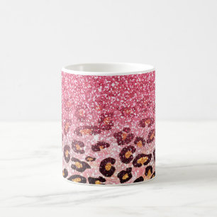 Niedliche rosa Imitate Glitzer Leopardin Kaffeetasse