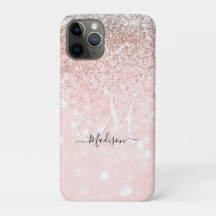 Niedliche Rosa Imitate Glitzer Monogramm Case-Mate iPhone Hülle