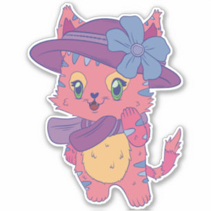 Niedliche rosa Katze Aufkleber