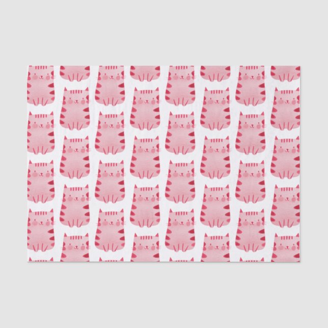 Niedliche Rosa Katze Geburtstag Seidenpapier (Vorderseite)