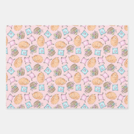 Niedliche rosa Katze Geschenkpapier Set